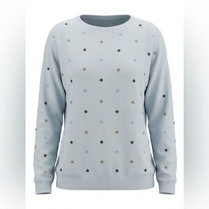 J JILL WOMENS SWEATER SIZE S P MINT GREEN WITH MULTICOLORED DOTS